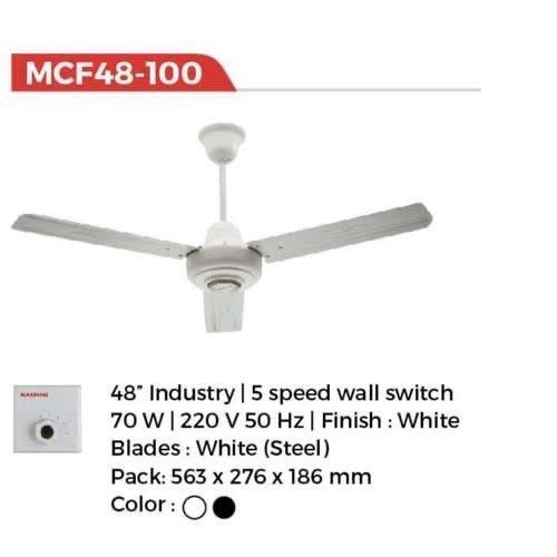 kipas plafon uchida ceiling fan baling 48" mcf 48 hitam putih masphion - Putih
