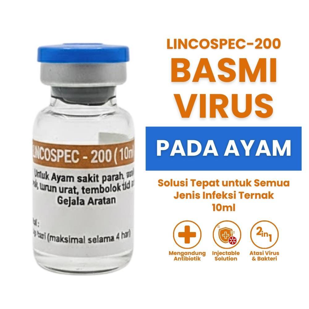 Lincospec 200 10 ml - Lincospec 200 - Obat untuk Ayam Sakit - Obat Ayam Sakit Apapun - Lincospec Ori