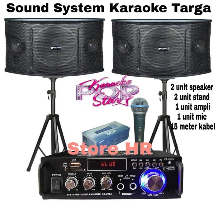 paket karaoke termurah speaker targa 8 inch ampli USB bluetooth mic