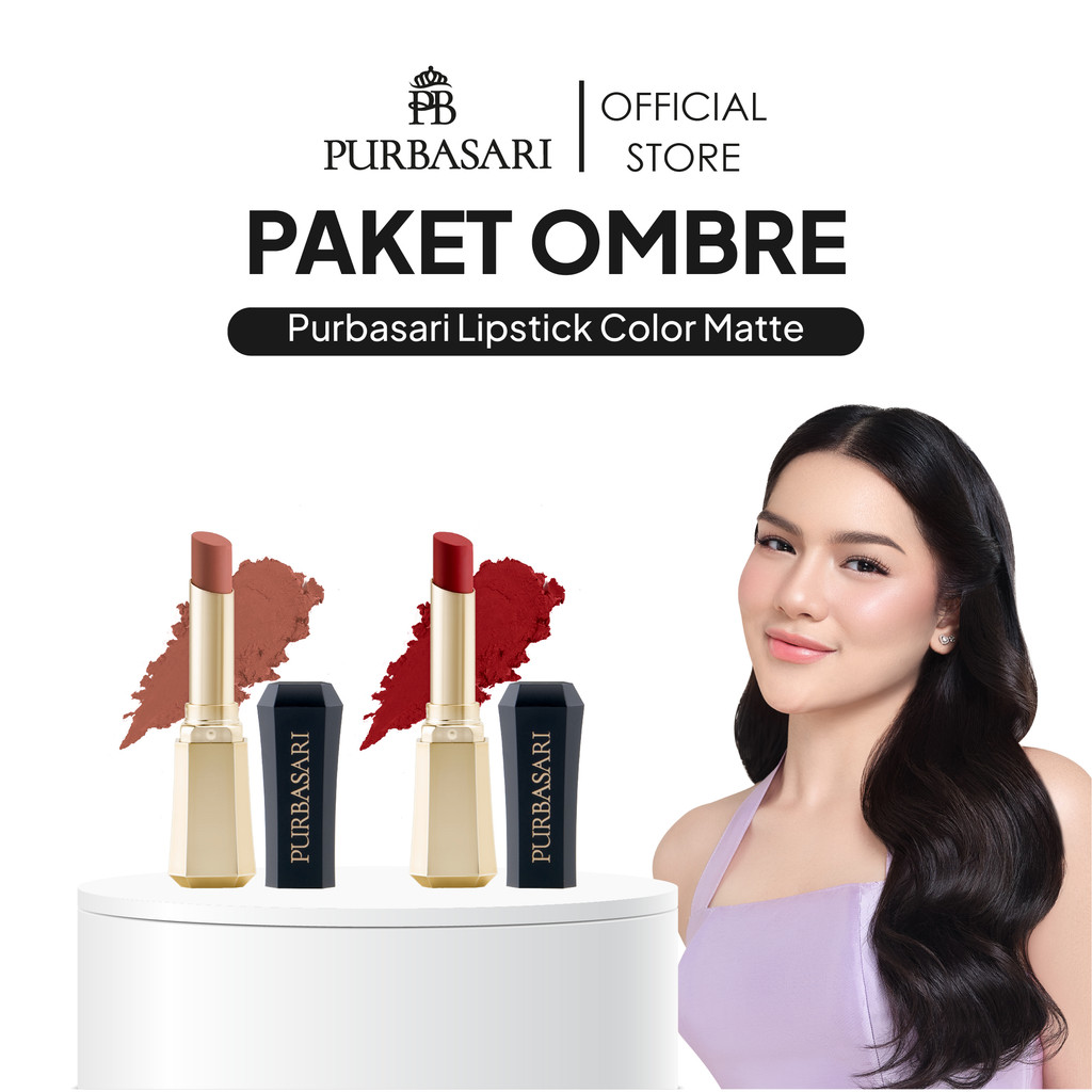 [isi 2pcs] Purbasari Lipstick Color Matte Ombre Package