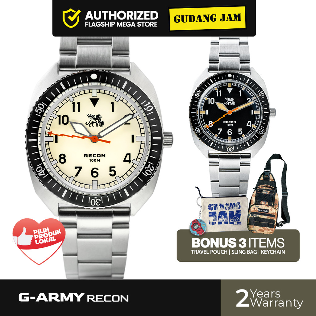 Jam Tangan Pria G-Army Recon GA-REC26 Movt Seiko VH31 Analog Stainless Steel Strap