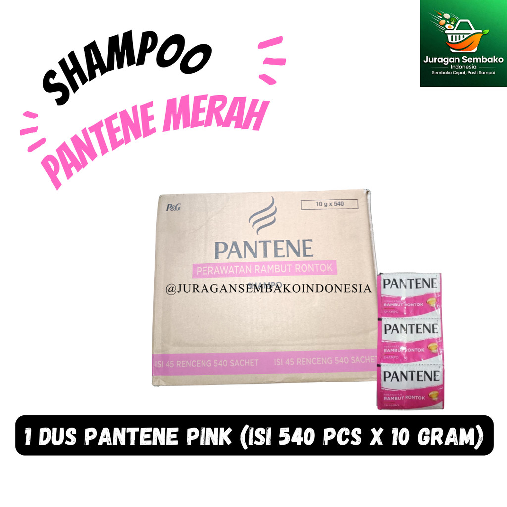 1 Dus Shampo Pantene Pink Anti Hair Fall Isi 540 Pcs x 10gr Atasi Ketombe Pria Wanita Perawatan Ramb