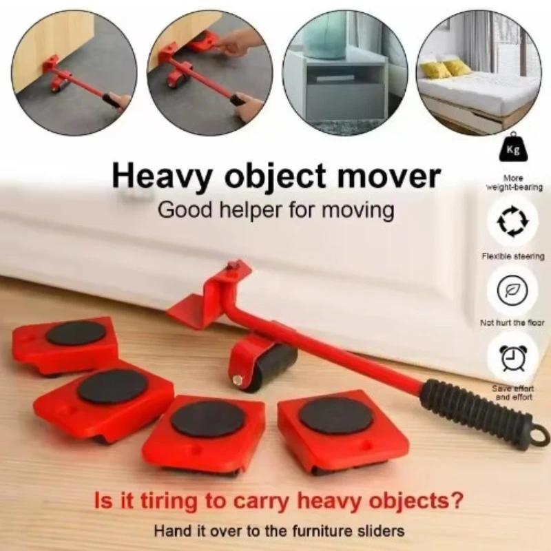 Furniture Mover Bed Mover Pulley Red Pry Rod Heavy Object Move Universal Wheel Mover Large Furniture