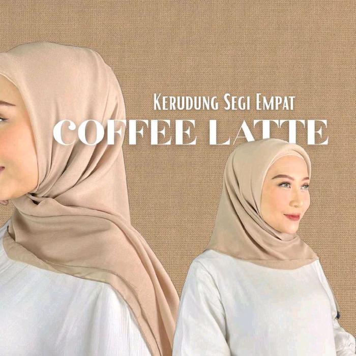 Kerudung Segiempat Polos BELLA SQUARE Hijab Pollycotton Jilbab Bella WARNA COFFEE LATTE