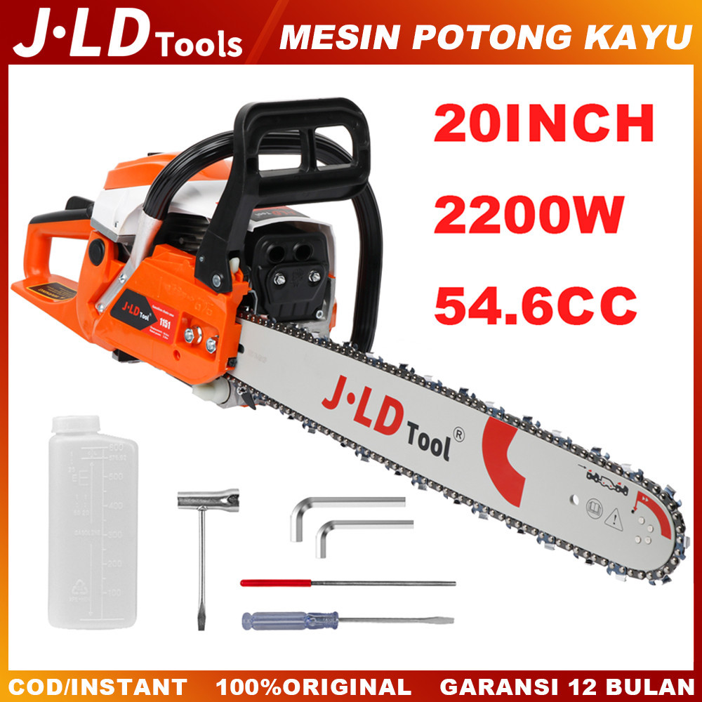 Gergaji Listrik JLD Mesin Potong Kayu 20inch bar Chain saw 54.6CC 2Tak Gergaji Potong Kayu mesin ger