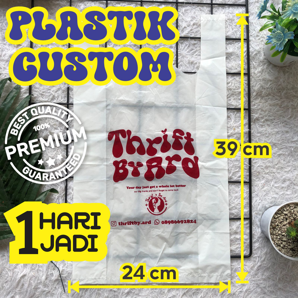 Kantong Kresek Sablon 24 x 39 x 10 cm CUSTOM LOGO FREE DESIGN