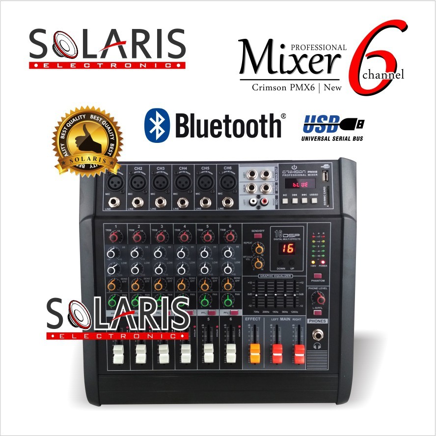 MIXER 6 Channel CRIMSON PMX6 BLUETOOTH 16 DSP