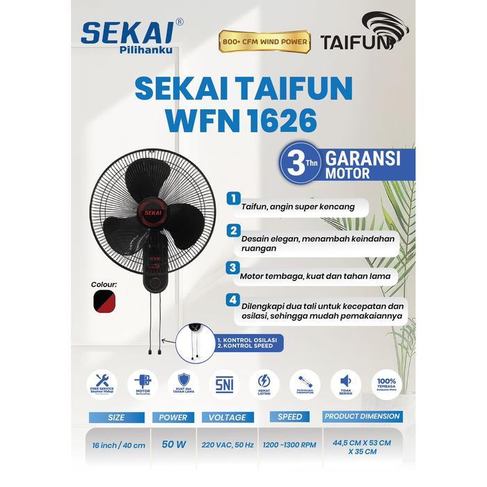 SEKAI Kipas Angin Wall Fan 16" - WFN 1626 WFN1626 - 1626 Taifun B TERLARIS
