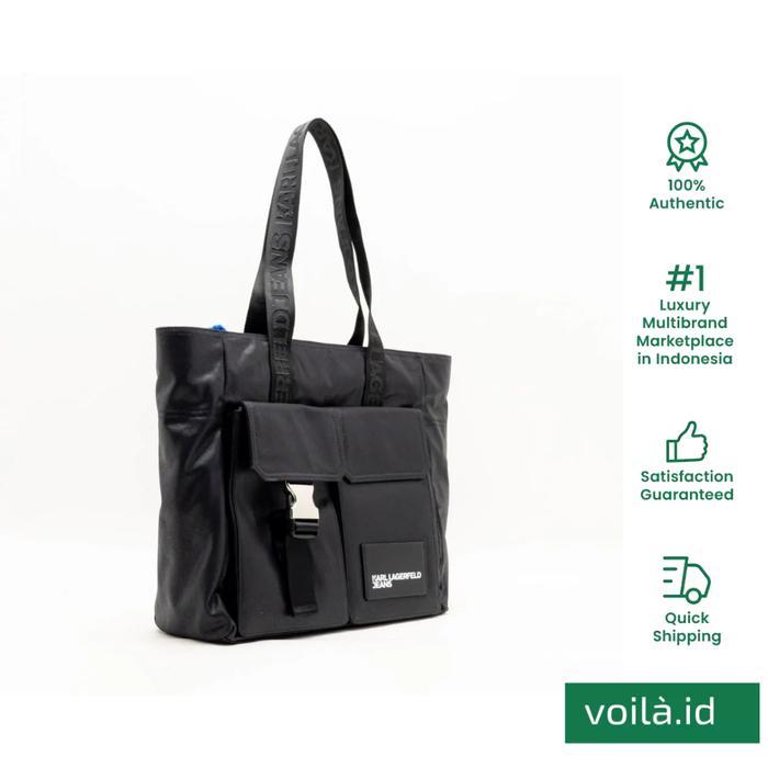 Voilaid Utility Coated Denim Tote Bag Black