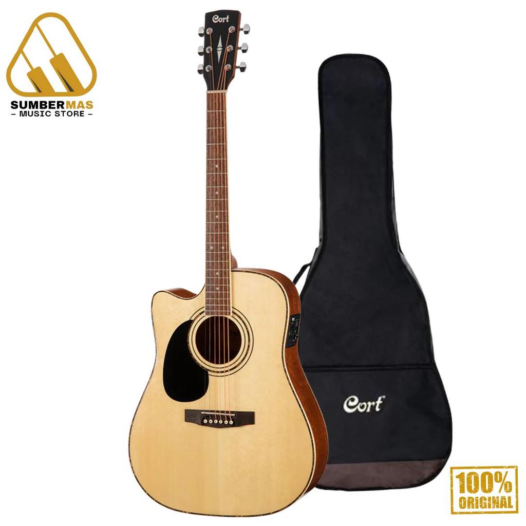 Cort AD880CE-LH-NS Left-Handed Acoustic Electric Guitar, Natural Satin - Gitar Kidal Akustik Elektri