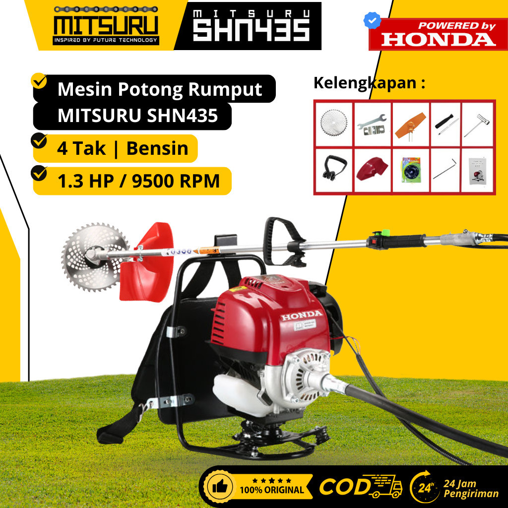 Mesin Pemotong Rumput 4tak Mesin Potong Rumput MITSURU SHN435 HONDA Original Mesin 4 Tak Brush Cutte