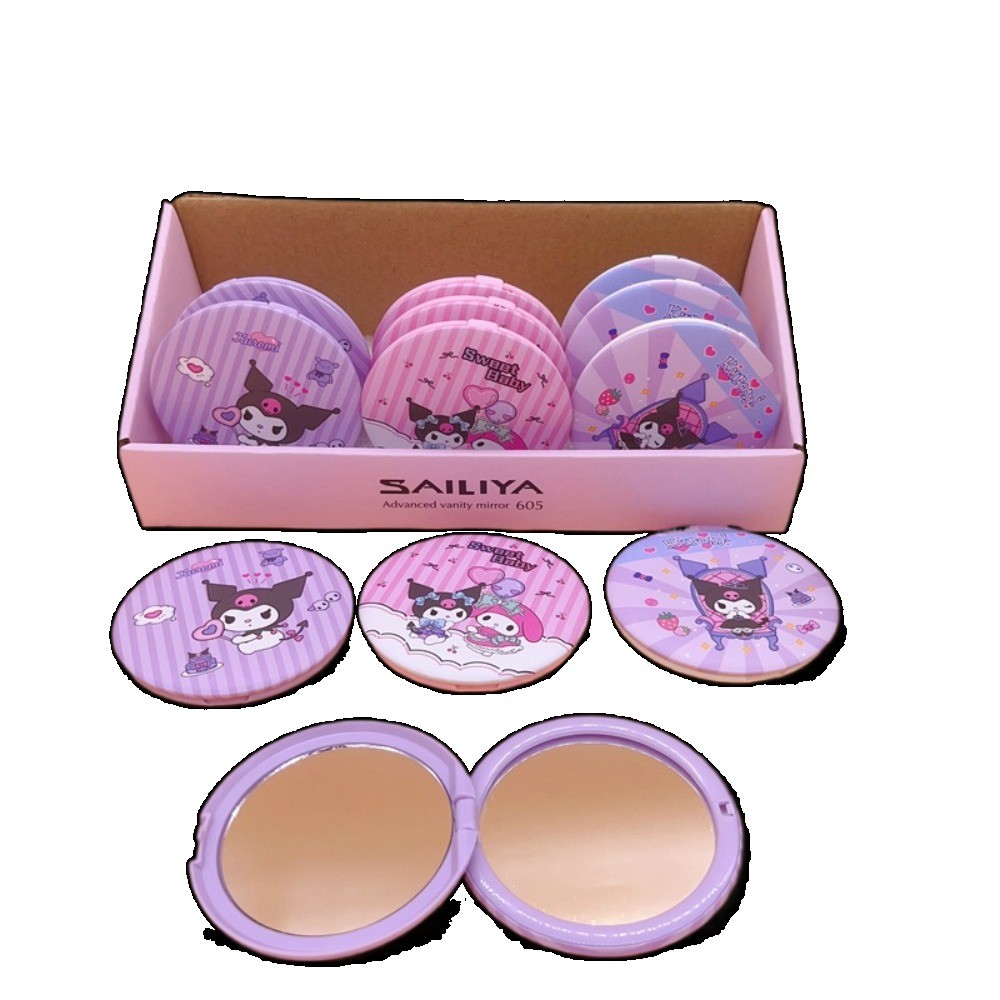 Kuromi Mini Mirror Melody Cartoon Makeup Mirror Folng Mirror Childrens Mirror Round Mirror Pocket Mi