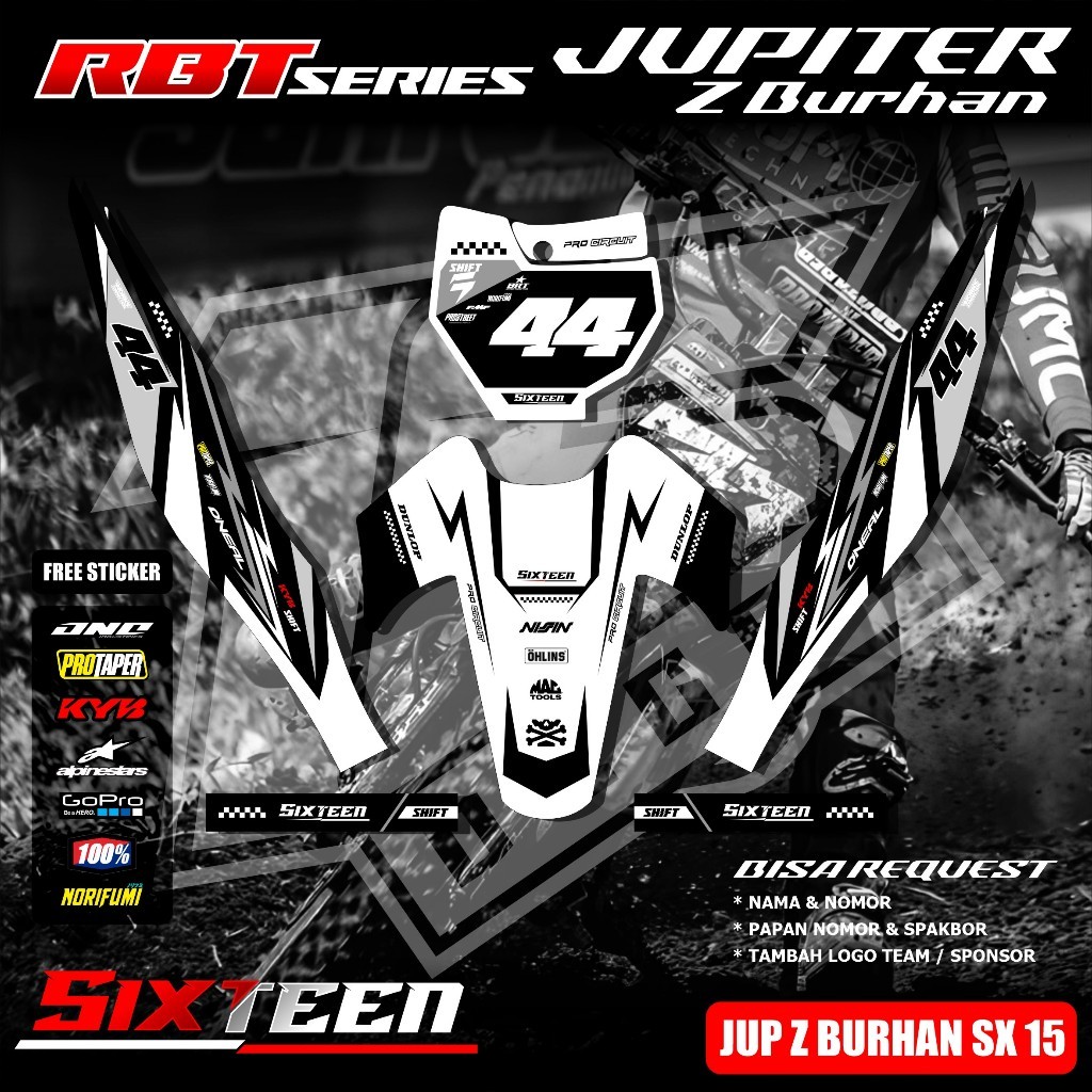 Sticker Striping RBT/GTX JUPITER Z BURHAN Stiker Striping Motor RBT Bebek Modif Terbaru