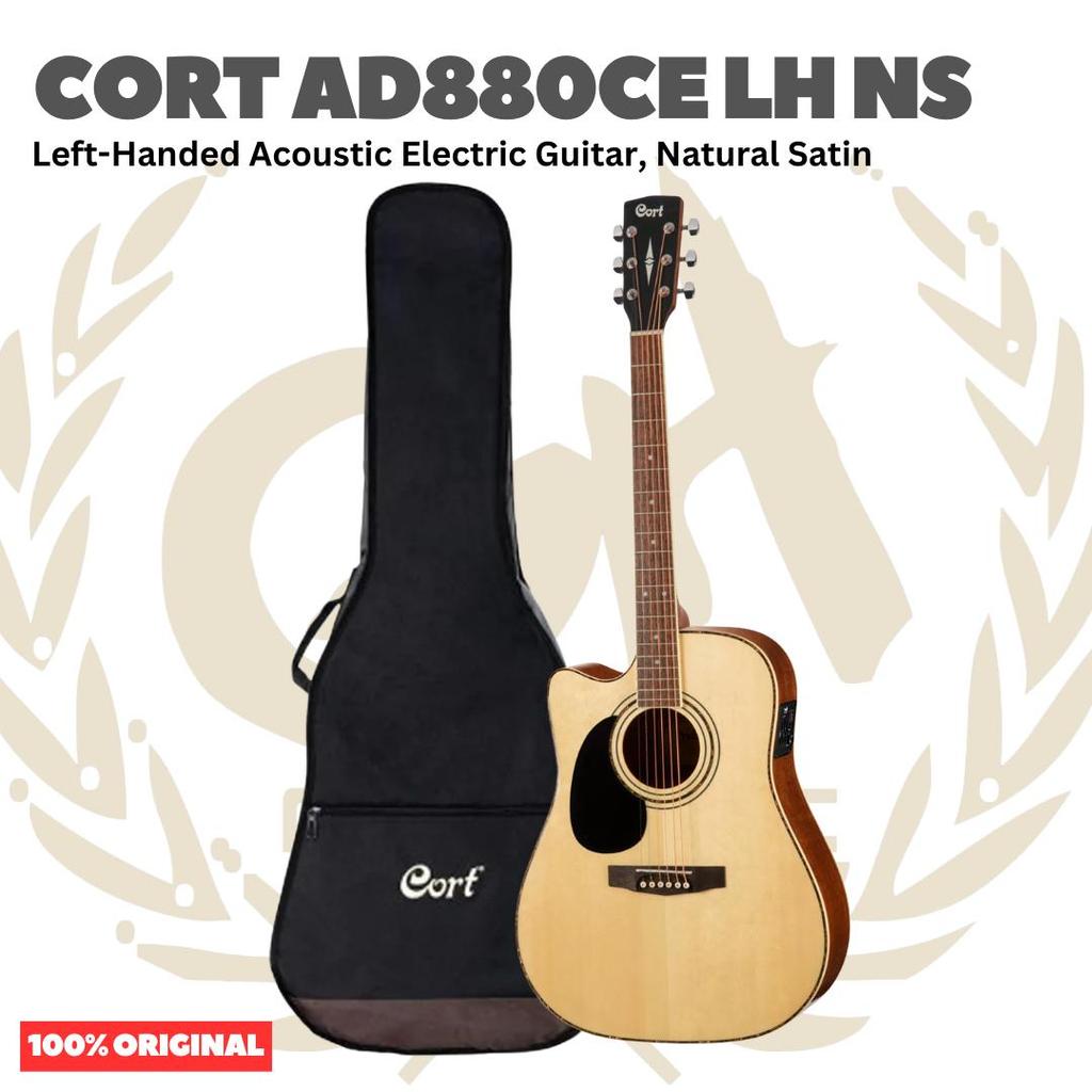 Cort AD880CE-LH-NS Left-Handed Acoustic Electric Guitar, Natural Satin - Gitar Kidal Akustik Elektri