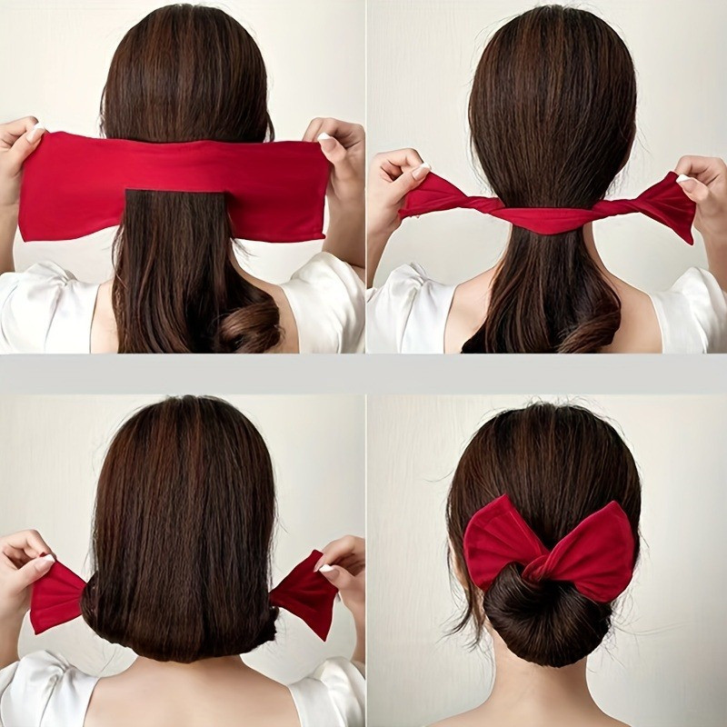 3pcs Lazy Twist Clip Women's Curler Fluffy Clip Marble Curling Belt Hairdo Head Bow Headpiece Women'