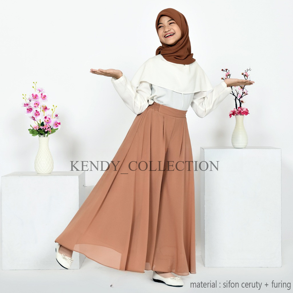 Kulot Anak Perempuan Panjang Umur  6 8 10 12 tahun  Model Payung Lebar Sifon Ceruty Pants