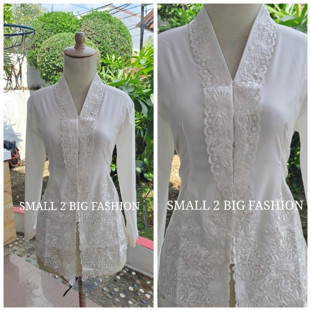 Kebaya putih bw / kebaya panjang / kebaya hijab / atasan kebaya / kebaya bordir putih broken white