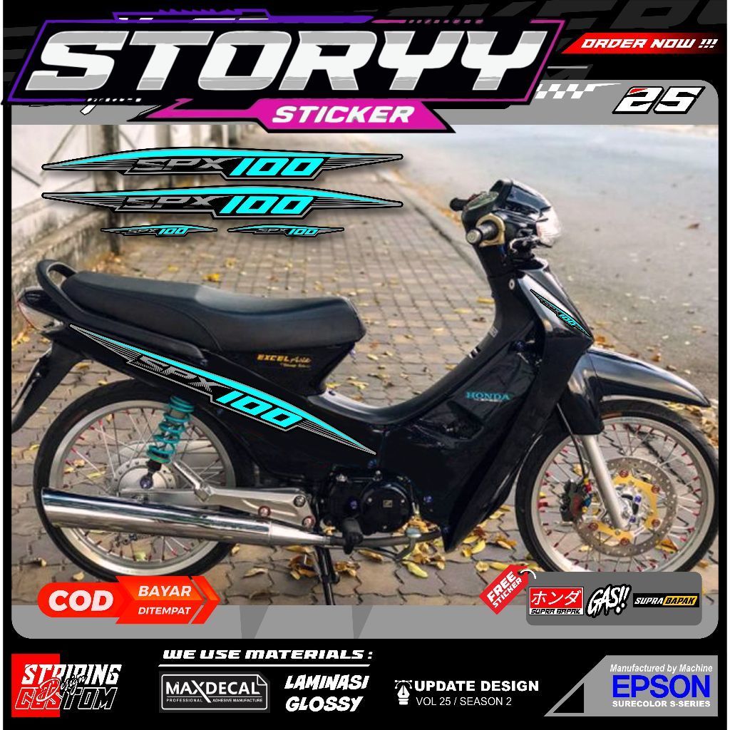 STRIPING STIKER VARIASI HONDA SUPRA X OLD LAMA SUPRA X 100 CUSTOM SPX 100 K8