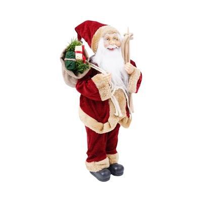 60 Cm Patung Boneka Santa Miniatur Dekorasi Natal Christmas Santa Standing Ski - Cokelat WWM Hiasan 