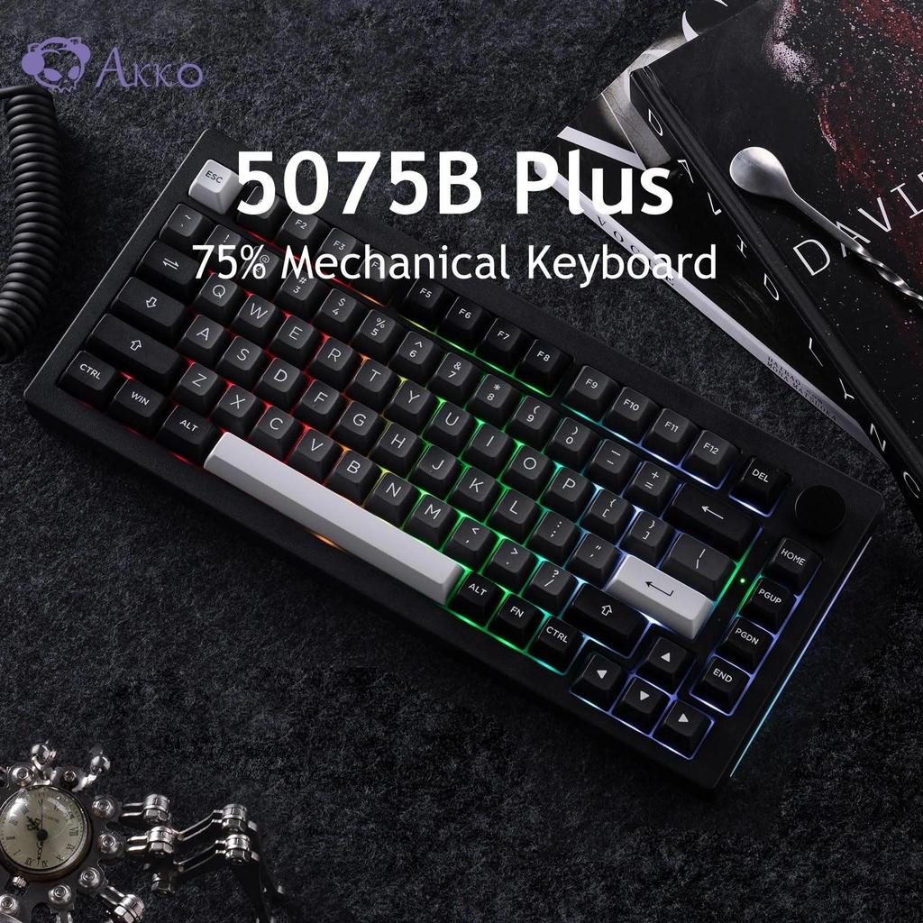 Akko 5075B Plus Meanical Keyboard 75% Layout Hot Swap Type-C Wired/2.4g & BT 5.0 Wireless RGB Gaming