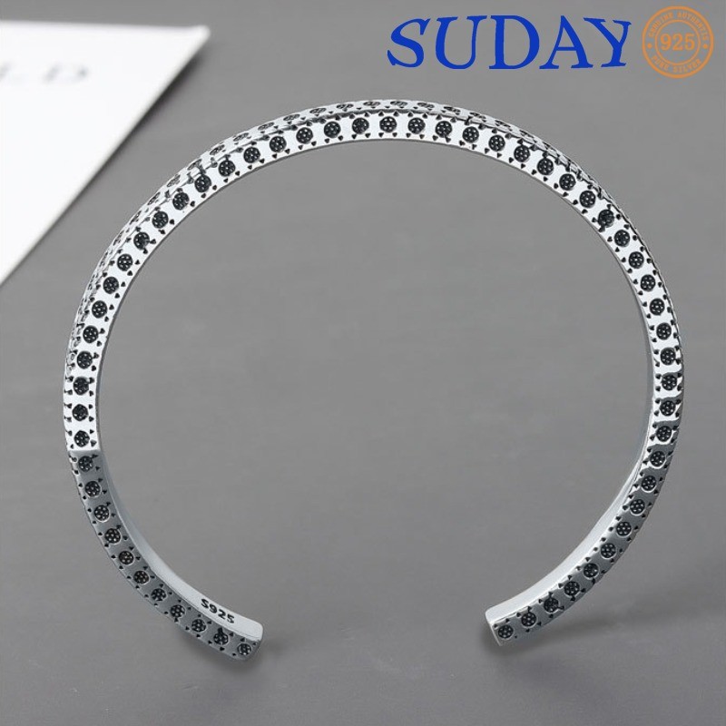 SUDAY Gelang Pria Minimalis Vintage Gelang Terbuka Bermotif Wanita Modis