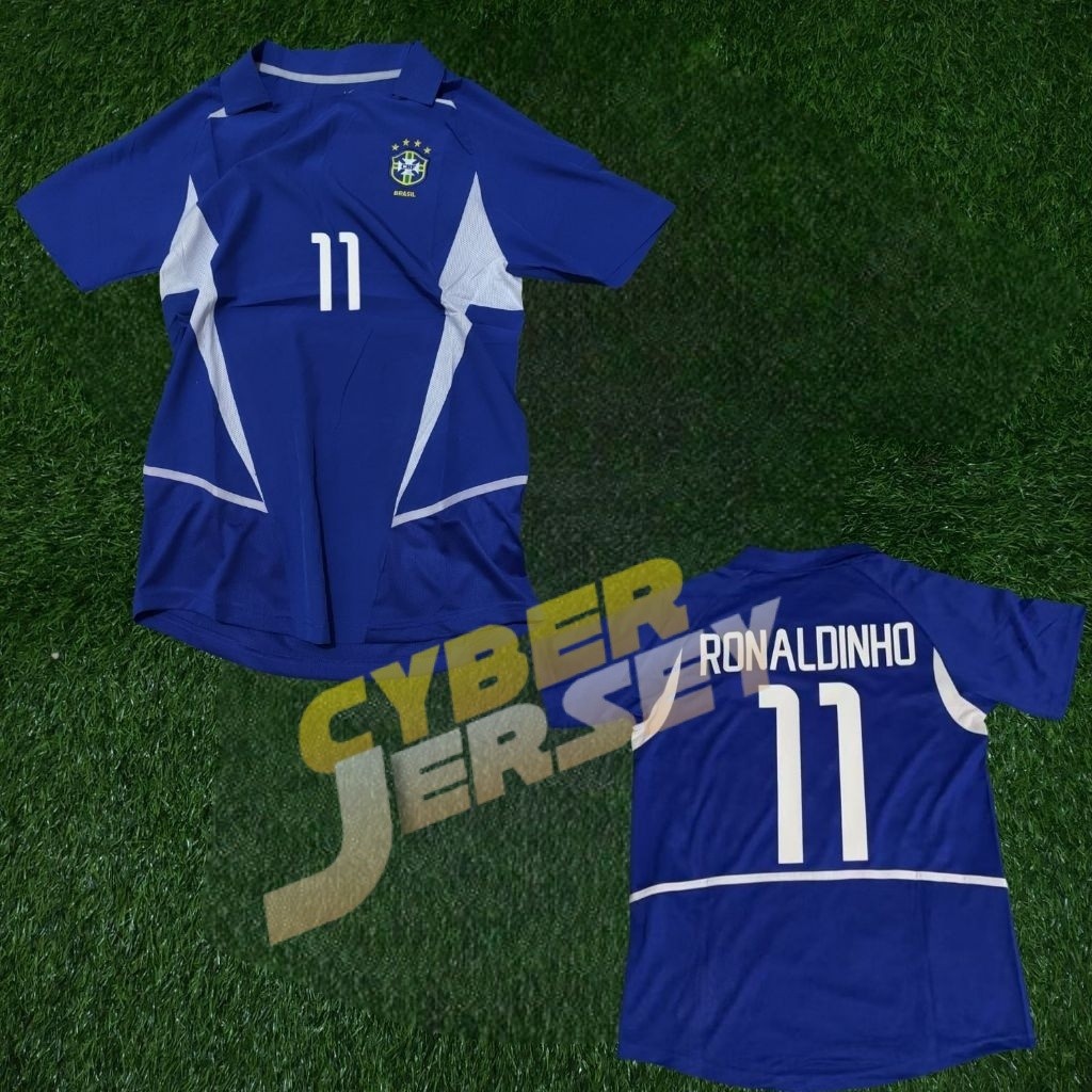 JERSEY BOLA RETRO VINTAGE BRAZIL AWAY PIALA DUNIA 2002 TOP QUALITY  BAJU SEPAKBOLA FUTSAL