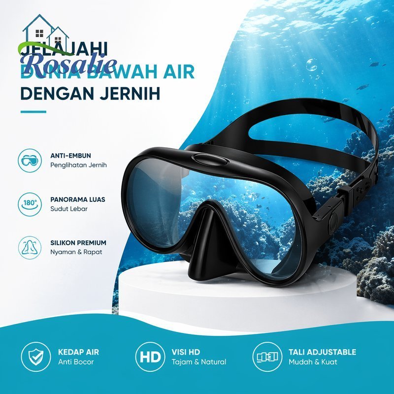 masker selam anti kabut kacamata renang kaca tempered silikon snorkeling diving dewasa anak