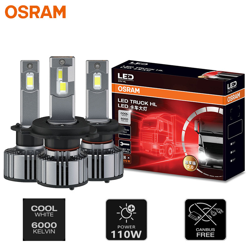 OSRAM 24V LED ZX2.0 Truck Headlight H1 H4 H7 110W 8000LM Super Power Light 6000K Cool White Upgrade 