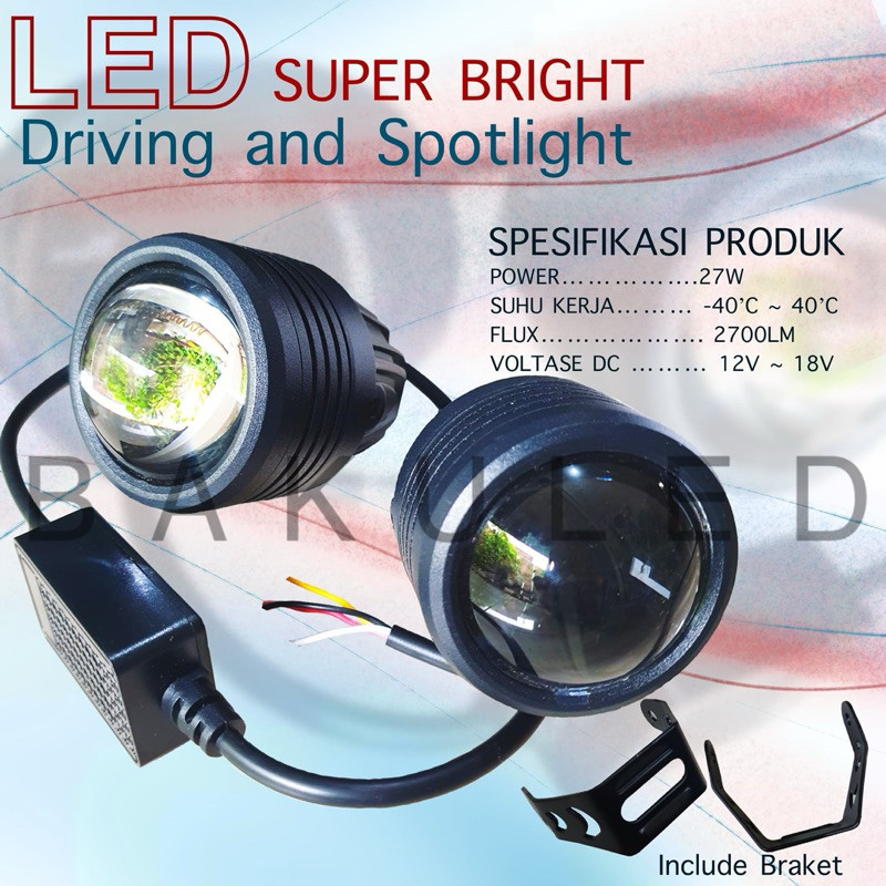 Sepasang Foglamp Biled Proji 2 Inch 2 Warna Waterproof Brio Mobilio