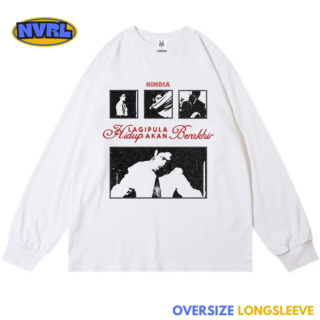 NVRL MERCH Kaos oversize longsleeve hindia lagi pula vintage tee