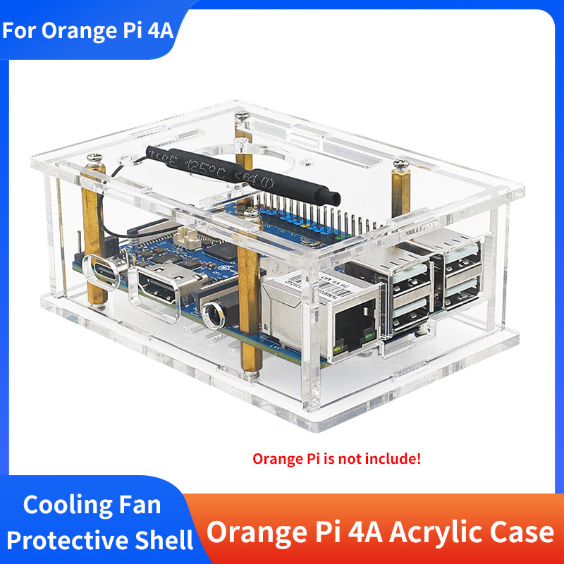 Orange Pi 4A Acrylic Case Transparent Protective Shell With Cooling Fan Heatsinks For Orange Pi 4A O