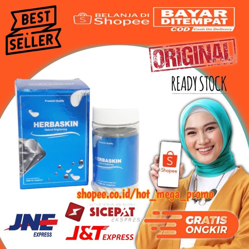 HERBASKIN ORIGINAL 100% ASLI NATURAL BRIGHTENING - OBAT KAPSUL PEMUTIH BADAN SUPLEMEN KECANTIKAN ALA