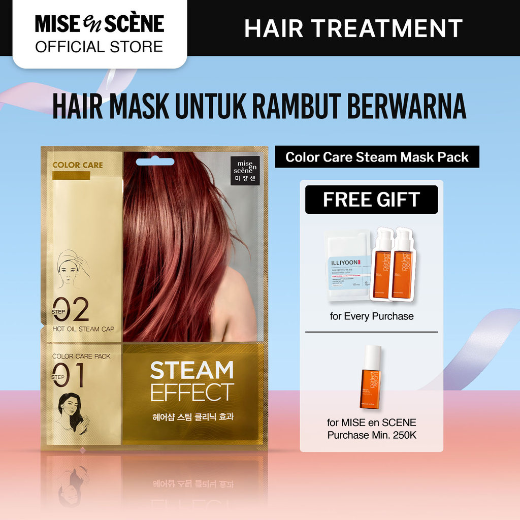 mise en scene Color Care Steam Mask Pack - Masker Rambut - Menjaga Warna dan Mengembalikan Kilau Ram