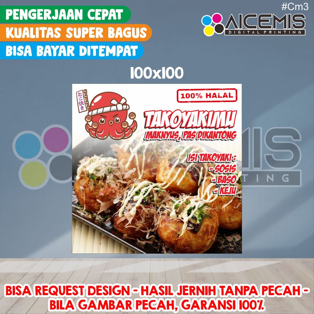 spanduk takoyaki / spanduk banner jualan / spanduk warung / spanduk konter pulsa / spanduk dagang / 