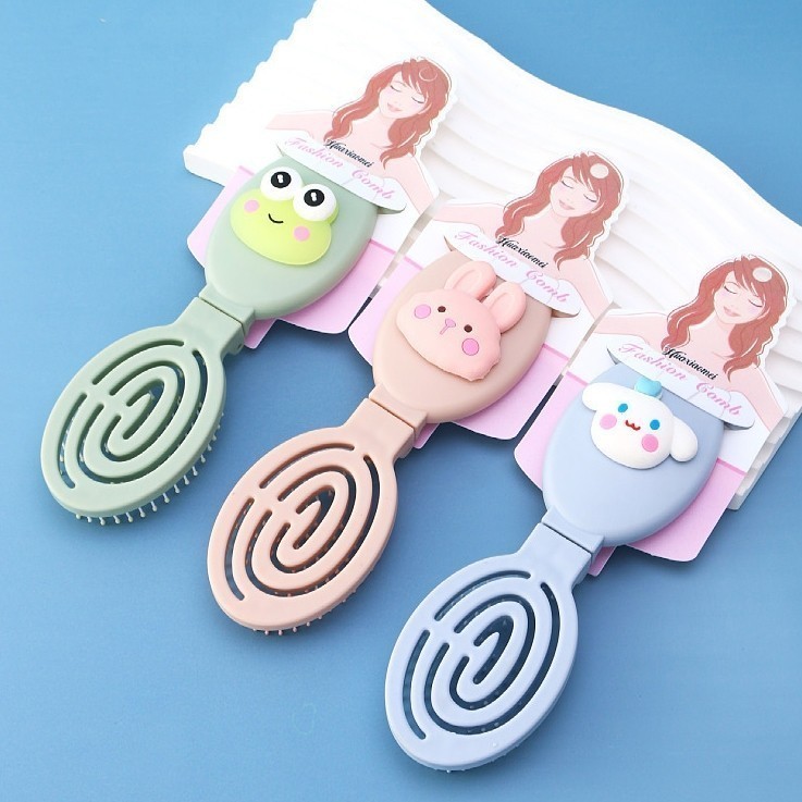 SISIR KECIL KARAKTER / SISIR KACA LIPAT 2 IN 1 DENGAN KACA / SISIR MINI LIPAT / SISIR TERMURAH/SISIR