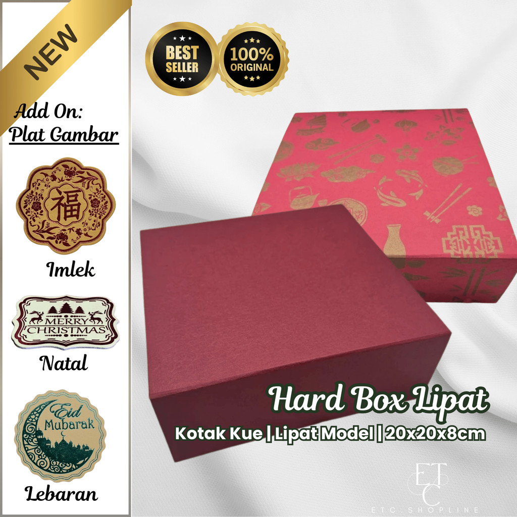 Box Lipat Polos 20x20x8cm | Hardbox Cake Hamper | Kotak Kue | Idul Fitri | Imlek | Natal