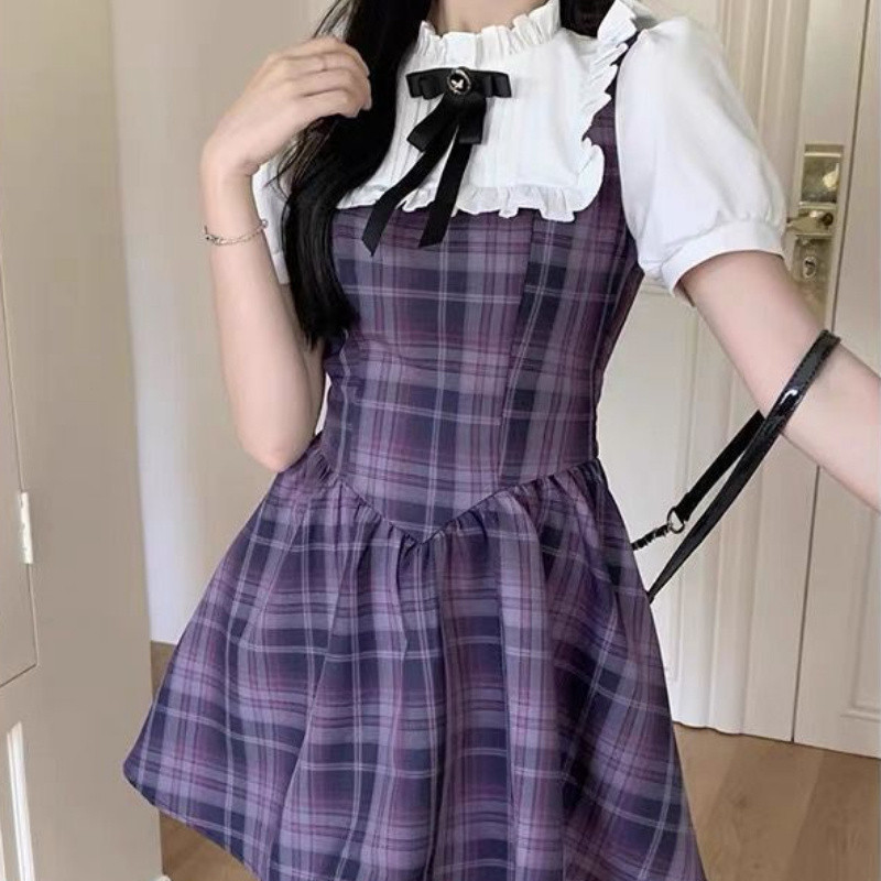 [Cute Hot Label] Pakaian baru, rok kotak-kotak baru, rok pendek sebagai pengganti rok seksi, kain be