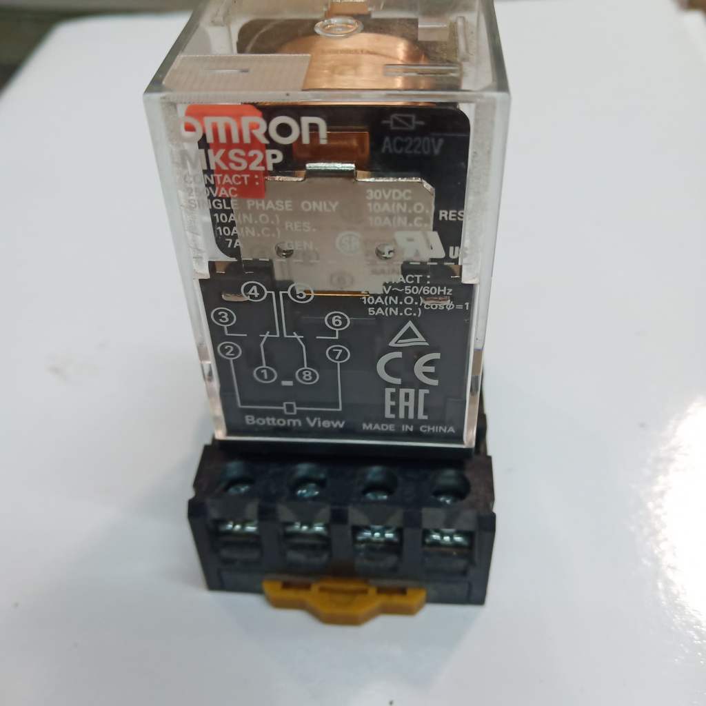 Relay mks2p 220v omron 8kaki plus socket