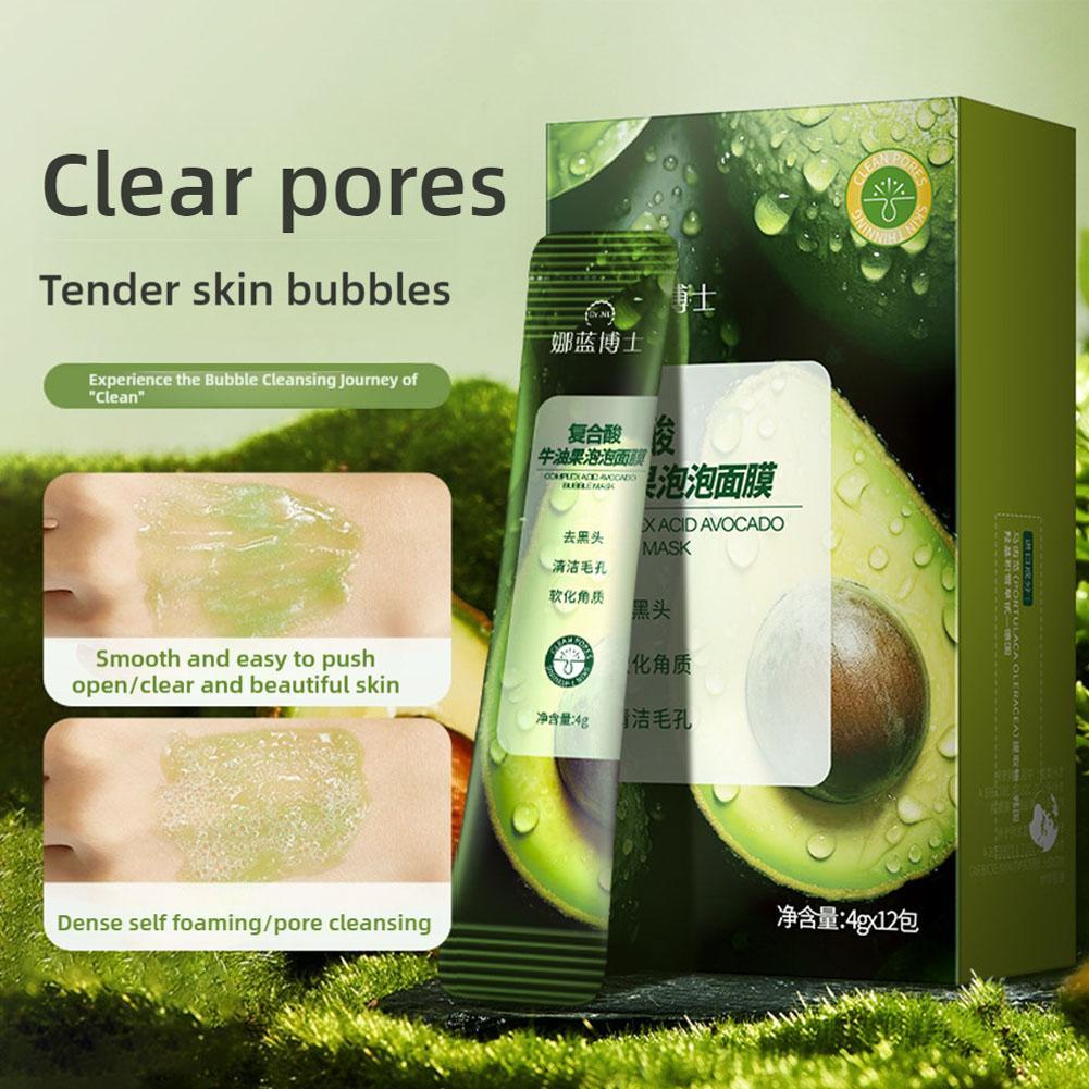 Complex Acid Avocado Mask 4g*12pcs Masker Komedo Dan Pori Pori Wajah Masker Jerawat Dan Bekas Jerawa