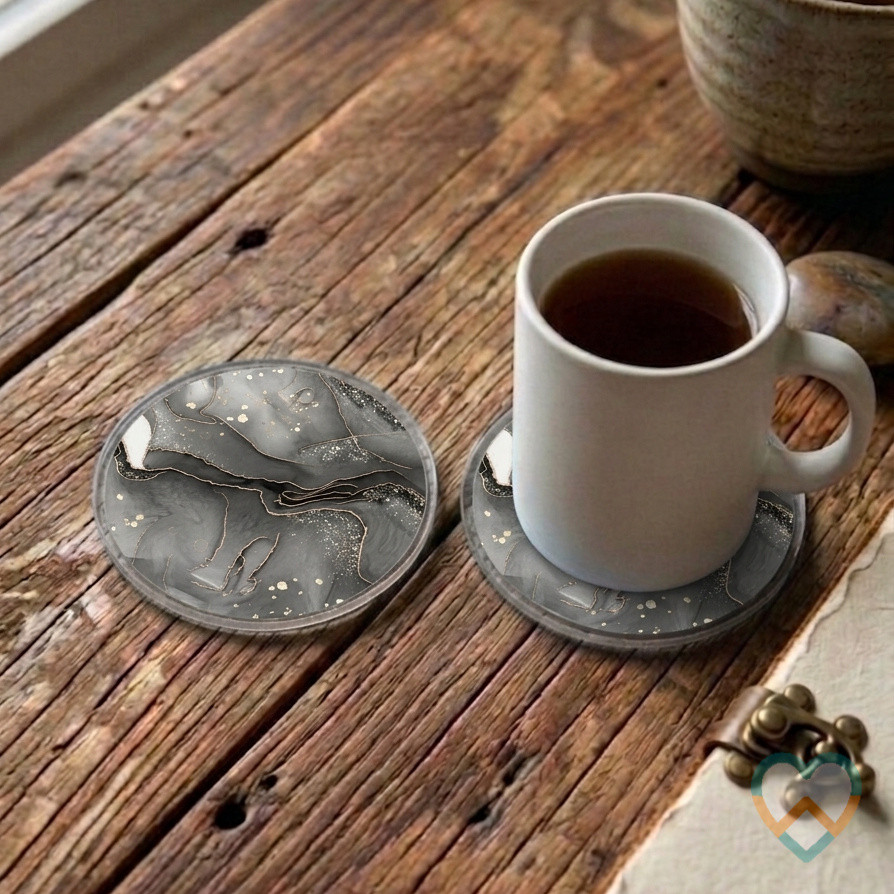 Acrylic Coaster Motif Marble  Tatakan Gelas Mug 9cm Banyak Pilihan Motif Unik bahan akrilik CST09 ~~