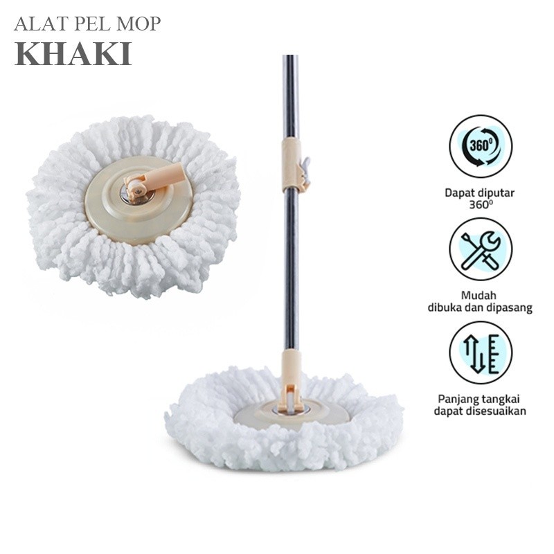 Gagang Pel Putar Spin Mop Tongkat Pel + Kain Pel