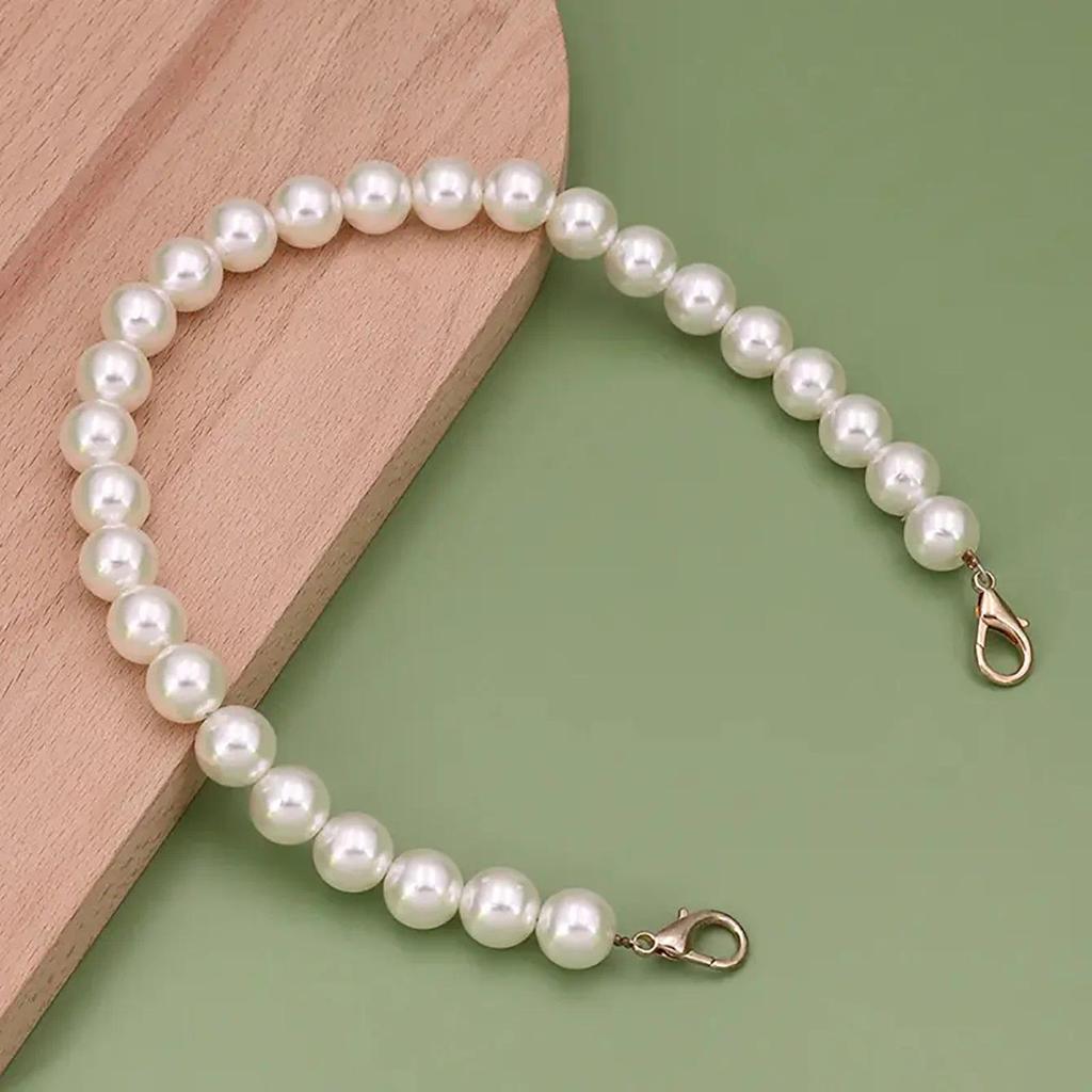 1 Pcs Pearl Purse ain Strap Pearl Bag ains Decorations White,12mm Imitation Pearl Bead Bag ain Short