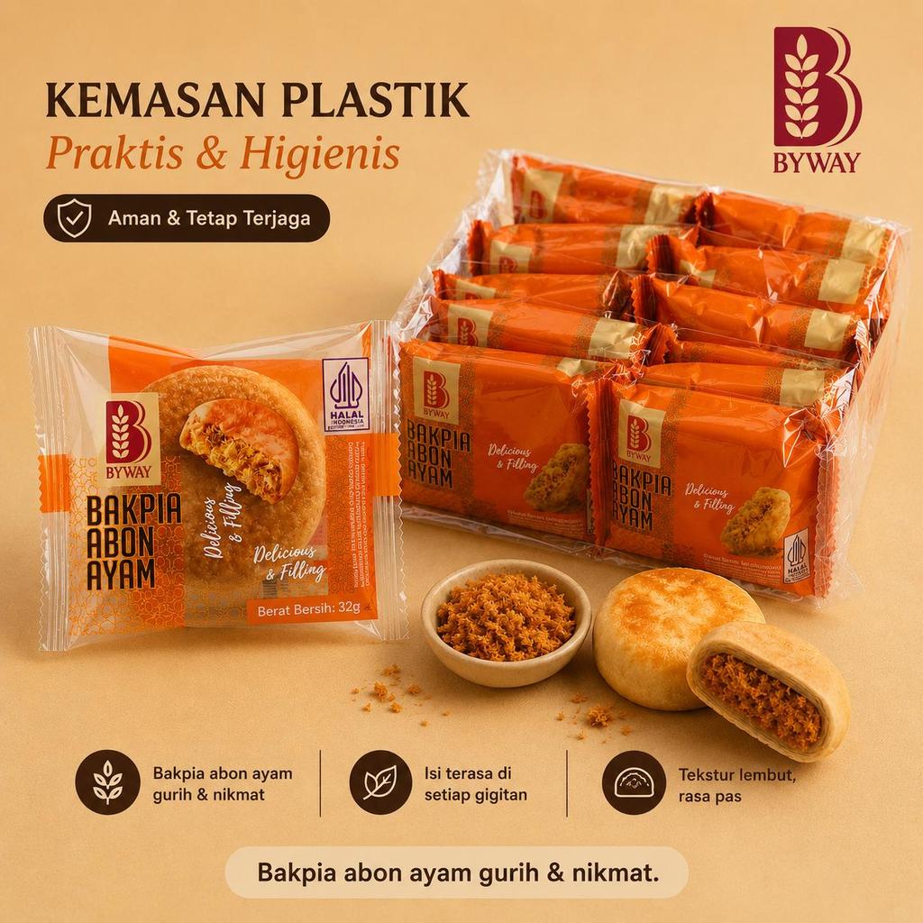 [ISI 10 PCS] BAKPIA ABON AYAM 32gr | Bakpia isi abon ayam gurih nikmat | BYWAY