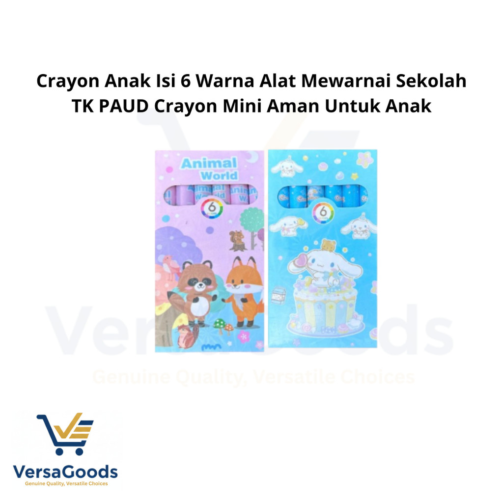 Crayon Anak Isi 6 Warna Alat Mewarnai Sekolah TK PAUD Crayon Mini Aman Untuk Anak
