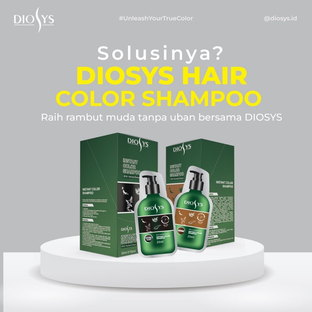 Diosys - Instant Hair Color Shampo Penghilang Uban Penghitam Pewarna Rambut Sachet