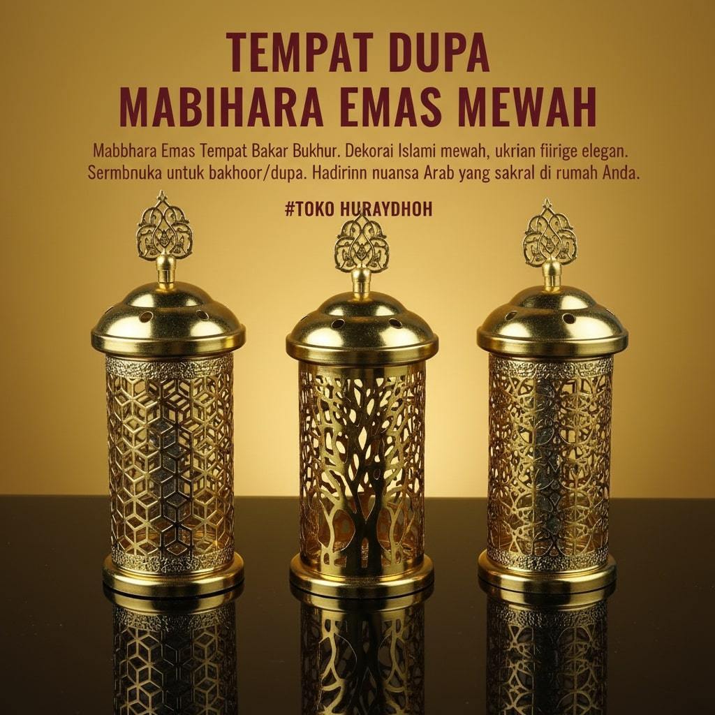 Tempat Bakar Dupa Mabkharah Bukhur Logam Emas Arab Mabkharah Pembakar Dupa