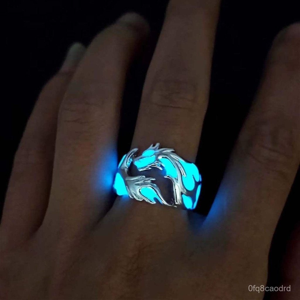 National Trend Style Men's Adjustable Cute Glowing Chinese Dragon Ring