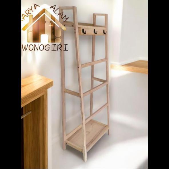 Rak Mukena Minimalis Kayu Mahoni Rak Mukenah & Sajadah Furniture Peralatan Sholat Stand Berdiri Kayu