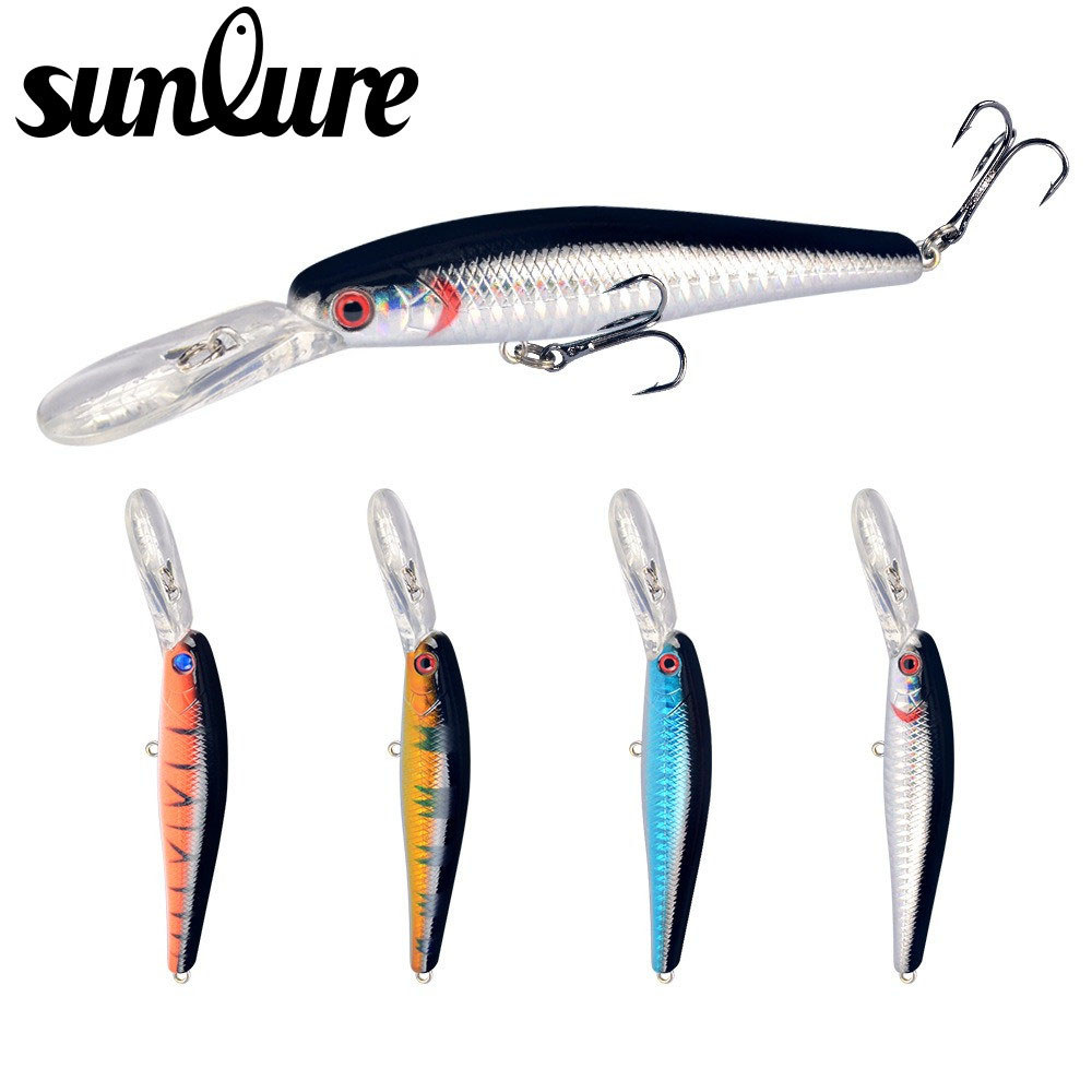SUNLURE Minnow Lure Deep Diving 12.5cm 14g Floating Umpan Pancing Casting Trolling Laut Air Tawar
