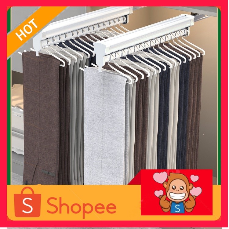 Tarik-Keluar Lemari Pakaian Gantungan Baju Tarik rak Rel pakaian Penyimpanan Hanger Serbaguna Celana